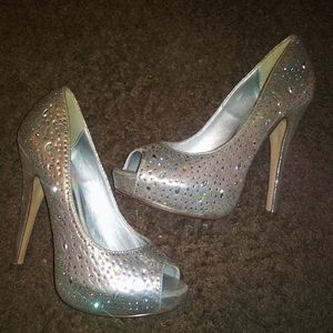 Silver sparkly heels